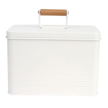 Imagem de Lata Organizador Farmhouse Aço Galvanizado Off White 20,5cm - A\CASA