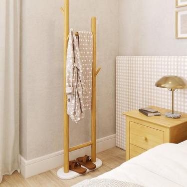 Imagem de Cabideiro em Madeira Maciça e MDF Junco Bege/Amêndoa/Off White - Artem