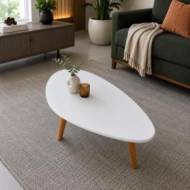 Imagem de Mesa de Centro Orgânica Branca Mesinha Auxiliar Central Apoio Sala de 