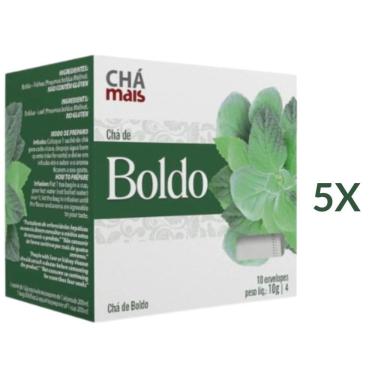 Imagem de Chá de Boldo Kit com 5 Caixas de 10 Sachês cada
