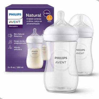 Imagem de Kit 02 Mamadeiras Philips Avent Petala 260ml Transparente, Branco