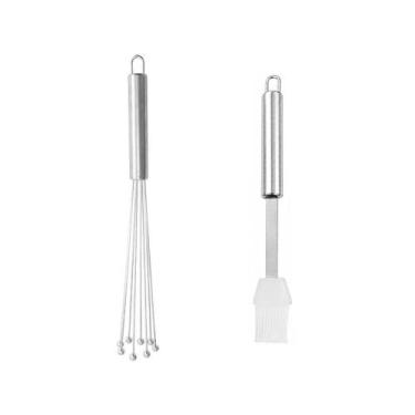 Imagem de Batedor de Ovos Emulsão Inox Pincel Culinário Silicone Branco - casa c