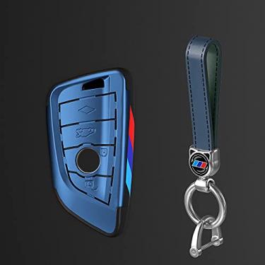 Imagem de YJADHU Protetor da tampa do estojo da chave do carro, adequado para BMW X1 X3 X4 X5 F15 X6 F16 G30 7 Série G11 F48 F39 520 525 f30 118i 218i 320i, azul 3