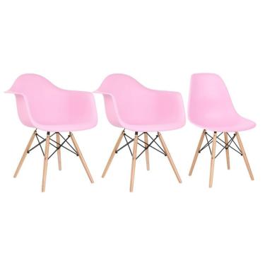 Imagem de Kit 2 cadeiras Eames DAW com braços + 1 cadeiras Eiffel DSW