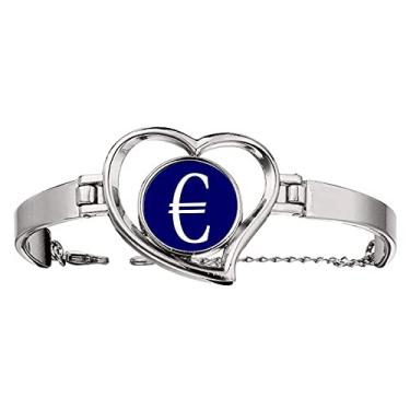 Imagem de N/A N/A Bracelete com símbolo da moeda europeia breve pulseira EUR coração joia bracelete, medium, metal