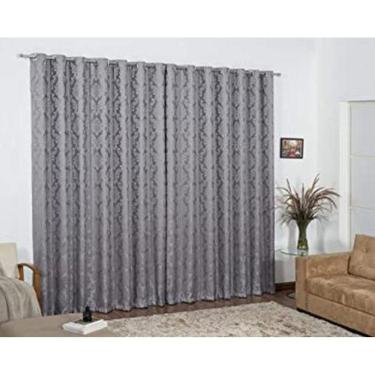 Imagem de Cortina Para Sala Quarto Em Tecido Jacquard Cinza 3,00X2,80