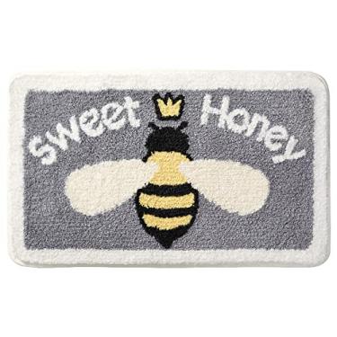 Imagem de SHENGANG Tapete de banho aglomerado para decoração de casa tapete de porta de banheiro absorvente antiderrapante tapete de banho super macio, 13,40x60cm