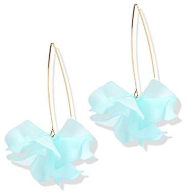 Imagem de D. Rosse Brincos de resina pendentes com pétalas de rosa boêmia - brincos de flor em acrílico de caimento longo - brincos de borla floral expansível para mulheres e meninas