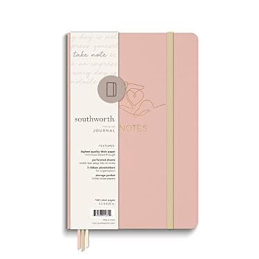 Imagem de Southworth Diário encadernado com estojo médio, 14 cm x 21 cm, design de coração doce de caxemira, papel premium 12,7 kg/105 g/m², 160 folhas pautadas (91274)