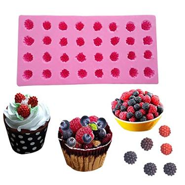 Imagem de ZQWE Molde de frutas 3D amoreira framboesa silicone 32 furos pequeno morango chocolate biscoito sobremesa assar faça você mesmo moldes de argila epóxi