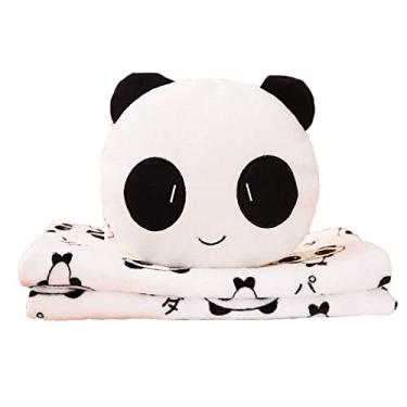 Imagem de Yajun Almofada de viagem manta polar de panda edredão para dormir de duplo propósito brinquedo de felpa suave e almofada para acampar no avião, White, 28 * 25 cm