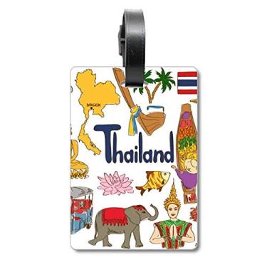 Imagem de Tailândia Landscap Animais Bandeira Nacional Mala Etiqueta Bagagem Cartão Pendurado Etiqueta Scutcheon Etiqueta, Multicolorido.