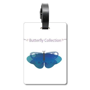 Imagem de Coleção Blue Butterfly Bagagem Etiqueta Etiqueta de Bagagem Pendurada para Cartão, Multicolorido.