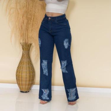 Imagem de Calça Jeans Widleg Pantalona Rasgada - Bellamari Jeans