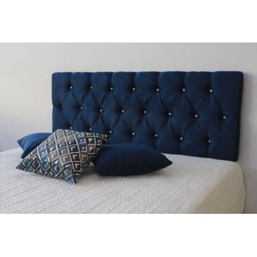Imagem de Cabeceira Queen Super Confortável Com Painel De 1,60M X 60cm Azul Mari