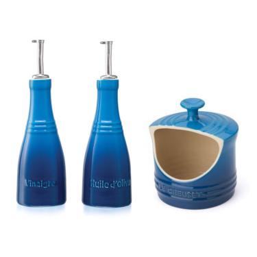 Imagem de Conjunto galheteiros E porta sal le creuset Azul Marseille