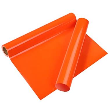 Imagem de VINYL FROG Rolo de vinil de transferência de calor HTV vinil - 30,5 cm x 1,5 m laranja neon ferro em vinil para camisetas, vinil de prensa térmica para designs de artesanato DIY (laranja neon)