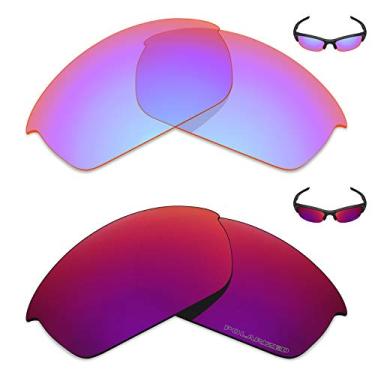 Imagem de Mryok+ 2 pares de lentes polarizadas de substituição para óculos de sol Oakley Flak Jacket – Rosa cobalto/Sol meia-noite