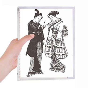 Imagem de Caderno de arte em estilo japonês com folhas soltas e diário recarregável