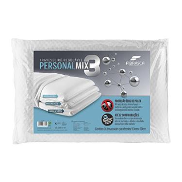 Imagem de Travesseiro Regulável Personal Mix 3 - Capa c/ tratamento Íons de prata - P/ fronhas 50x70 cm - Fibrasca, Branco