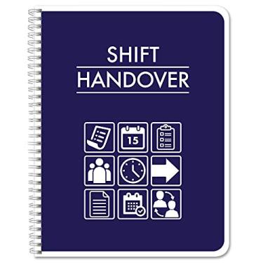 Imagem de BookFactory Caderno de registro de entrega de turno, caderno de notas de comunicação de turno de enfermeira/gerente de mudança de restaurante - 100 páginas, 21 x 28 cm (LOG-100-7CW-PP (ShiftHandover