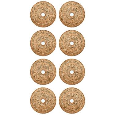 Imagem de Jogo Americano Redondo 38cm 08 Lugares Sousplat Natural Trançado Ásia Mesa Posta Rústico Cozinha