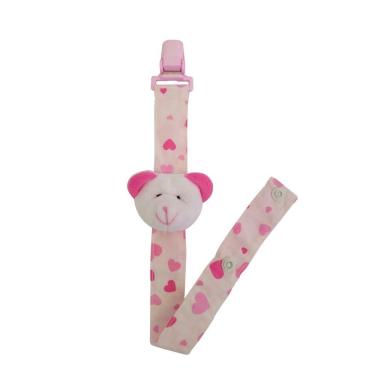 Imagem de Prendedor de Chupeta Urso Branco Orelha Pink