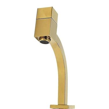 Imagem de Torneira Banheiro Link Quadrada Bica Baixa Dourada