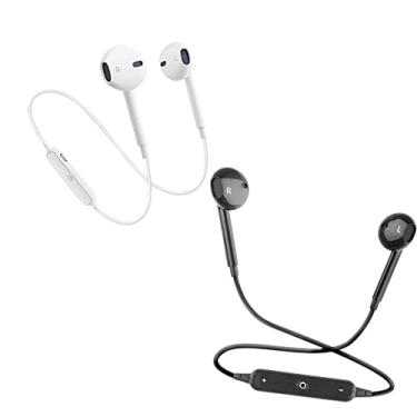 Imagem de Fones de ouvido esportivos sem fio Bluetooth para Samsung iPhone iPad (1 preto + 1 branco)