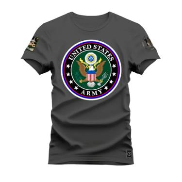 Imagem de Camiseta Plus Size Shirt Premium 30.1 Algodão Estampada United States Grafite G5