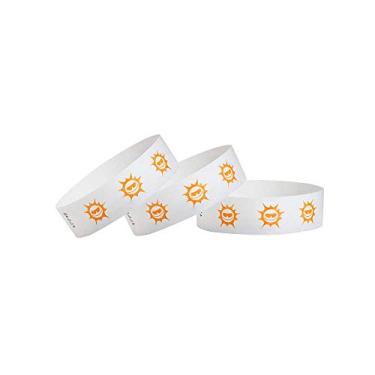 Imagem de Pulseiras Tyvek 500 Wristco Orange Suns para eventos – 2,5 x 25,4 cm – Pulseiras de papel à prova d'água, recicláveis, confortáveis, resistentes a rasgos para shows, festivais, visitas a festas de