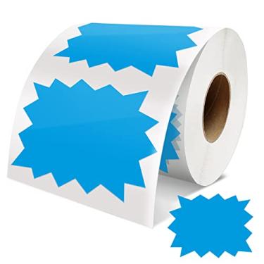 Imagem de Etiquetas de preço adesivos azuis 10 x 7,6 cm autoadesivo grande venda adesivos starburst sinais removíveis etiquetas impermeáveis para loja de varejo mercado negócio 500 peças