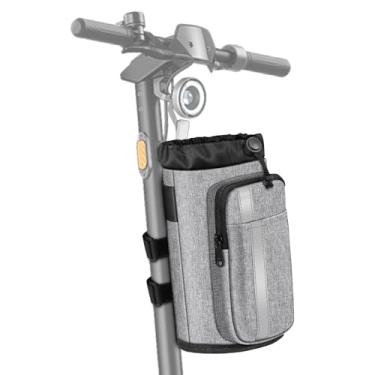 Imagem de FINPAC Suporte de copo para bicicleta, suporte universal para garrafa de água com bolsos para telefone para carrinho de passeio, carrinho de golfe, rolador e scooter, suporte para bebidas ao ar livre, ciclismo - cinza