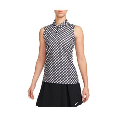 Imagem de Nike Camisa polo feminina Dri-Fit Victory sem mangas estampada Golf, Preto, G