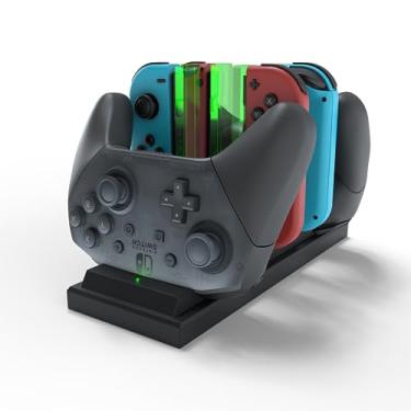 Imagem de Hawksbill Charging Dock for Nintendo Switch, 6 in 1 Charging Station for Nintendo Switch Pro Controllers and Joy Controllers