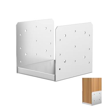 Imagem de SPACEEUP Base de poste 20 x 20 cm (tamanho interno: 19,8 x 18,5 cm) Âncora de poste 1 peça de base de poste ajustável de aço inoxidável âncora de poste de concreto para suporte de grade de deck