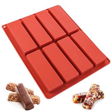 Imagem de Webake Molde de barra de silicone para barras energéticas de cereais de granola, 12 cm de comprimento, retangular para assar, manteiga, 8 cavidades