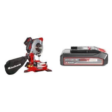 Imagem de Kit Serra de Esquadria À Bateria Te-ms 18/210 Li com Bateria Power-x-change 18v 2,5 Ah Li Einhell Preto