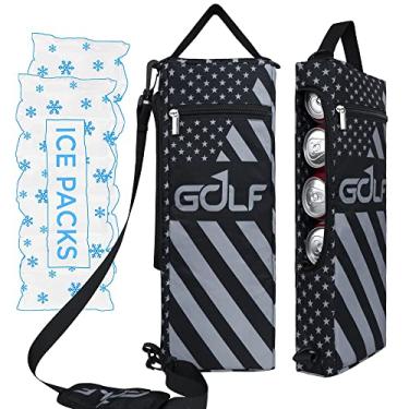 Imagem de Bolsa térmica de golfe mais bolsa térmica com face macia - comporta 6 pacotes de latas ou 2 garrafas de vinho - manga cinza camuflada para cerveja de golfe preta cabe discretamente em sacos de golfe