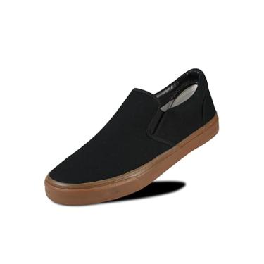 Imagem de Tênis masculino clássico de cano baixo, mocassins, de lona, largo, com palmilha macia, casual, para homens, sapatos de caminhada confortáveis, tênis sem cadarço para homens, Gumblack, 44