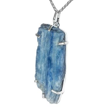 Imagem de Colar Canudo Cianita Azul Médio Natural Garra Prata 950