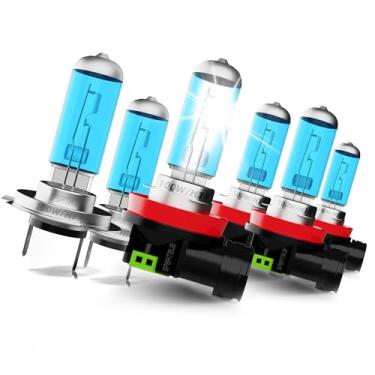 Imagem de SPBRTBUB Lâmpadas de farol compatíveis com faróis Chevy Traverse farol alto e baixo 2013 2014 2015 2016 2017 2018, farol alto H7 H11 farol baixo H11 farol de neblina H11, branco brilhante 6000K, Plug