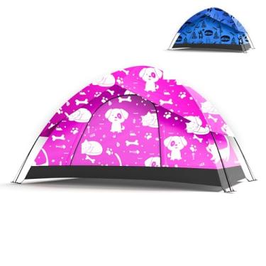 Imagem de KidzAdventure Tenda infantil 2 em 1 para acampamento, PU1500 impermeável para 1 a 2 pessoas | Barracas ultraleves para ambientes internos e externos (rosa, 2 camadas à prova d'água)