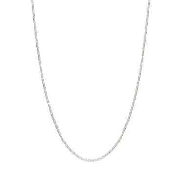 Imagem de Colar corrente de prata 925 unissex elo cadeado frisado rommanel 50 cm