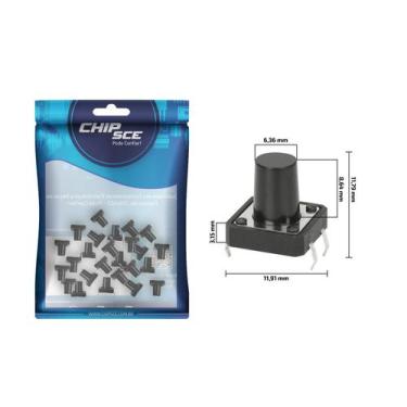 Imagem de 25x Chave Táctil 4 Terminais 12x12x12mm 180ºGraus - Kft-a06 - Chipsce