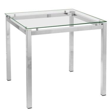 Imagem de Mesa de Jantar Retangular com Tampo de Vidro Tube Cromada 80 cm - Cria