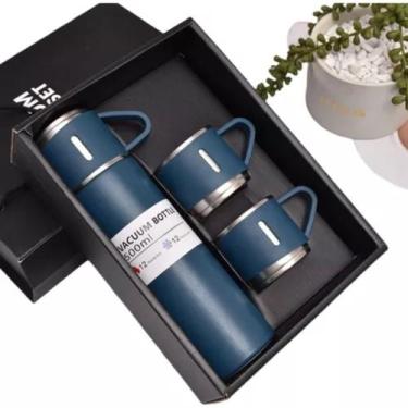 Imagem de Garrafa Térmica com Xícaras Kit Premium Aço Inoxidável - BlackWatch