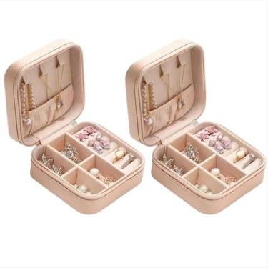 Imagem de Kit 2 Mini Porta Joias Com Divisória portatil varias cores lembrança f