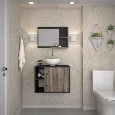 Imagem de Conjunto para Banheiro Gabinete com Cuba Redonda R30 e Espelheira Laur