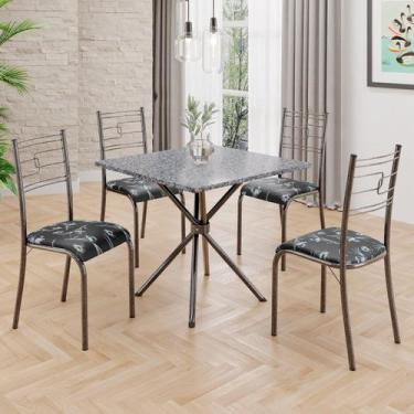 Imagem de Conjunto Sala de Jantar Mesa Quadrada 75x75cm Tampo Granito Ocre 4 Cad